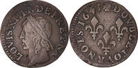 France Double Tournois Monnaie, Louis XIII, Double tournois de Warin, tête à gauche, Double -
