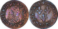 France Double Tournois Monnaie, Louis XIII, Saint Palais, Cuivre -