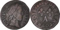 France Denier Tournois Monnaie, Louis XIV, Paris, Cuivre -