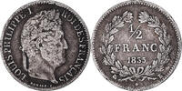 France 1/2 Franc Monnaie, Louis-Philippe, Bordeaux, Rare, Argent -