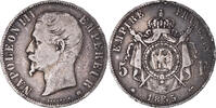 France 5 Francs Monnaie, Napoleon III, Strasbourg, Argent -