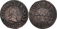 France Denier Tournois Monnaie, Henri III, Paris, Cuivre -