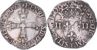 France 1/4 Ecu croix de face Monnaie, Henri III, Nantes, Rare -
