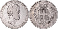 États italiens 5 Lire Monnaie, SARDINIA, Carlo Alberto, Genoa -