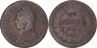France Decime Monnaie, Dupré, Paris, modifié, Bronze -