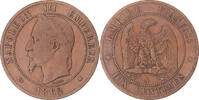 France 10 Centimes Monnaie, Napoleon III, Paris, Bronze -
