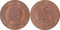 France 10 Centimes Monnaie, Napoleon III, Rouen, ancre, Bronze -