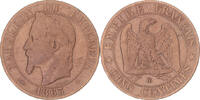 France 5 Centimes Monnaie, Napoleon III, Strasbourg, Bronze -