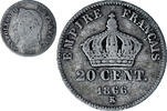 France 20 Centimes Monnaie, Napoleon III, Bordeaux, Argent -