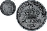 France 20 Centimes Monnaie, Napoleon III, Paris, Argent -