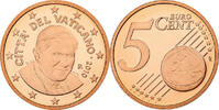 Cité du Vatican 5 Euro Cent Benedict XVI, BE, Rome, Cuivre plaqué -