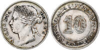 Établissements des détroits 10 Cents Victoria, Argent, KM:11 -