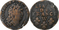 France Liard Louis XIV, Lille, Cuivre, Gadoury:82, KM:543.11 -