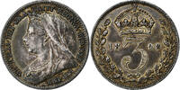 Grande-Bretagne 3 Pence Victoria, Argent, KM:777 -