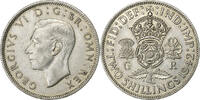 Grande-Bretagne Florin, Two Shillings George VI, Argent, KM:855 -