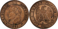 France 2 Centimes Napoléon III, Bordeaux, Bronze, Gadoury:104 -