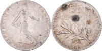 France 50 Centimes Monnaie, Semeuse, Paris, Argent, Gadoury:420 -