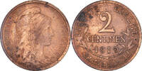 France 2 Centimes Monnaie, Dupuis, Paris, Bronze, Gadoury:107 -
