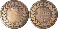 France Decime Monnaie, Louis XVIII, Strasbourg, Bronze, Gadoury:196d -