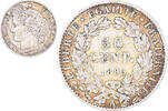 France 50 Centimes Monnaie, Cérès, Paris, Argent, Gadoury:419a -