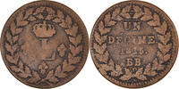 France Décime. Monnaie, Louis XVIII, Strasbourg, Bronze -