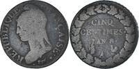 France 5 Centimes Monnaie, Dupré, Paris, Bronze, Gadoury:126a -