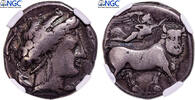 Didrachm Monnaie, Campania, 4-3ème siècle BC, Neapolis, Gradée, NGC, F 5/5 -