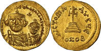 Solidus Heraclius, avec Heraclius Constantin, Constantinople, Or -