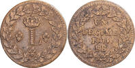 France Decime Monnaie, Louis XVIII, Strasbourg, Bronze -