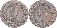 France Denier Tournois Monnaie, Louis XIII, Paris, Cuivre -