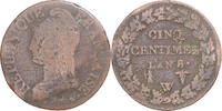 France 5 Centimes Monnaie, Dupré, Lille, Cuivre, Gadoury:126a -