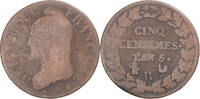 France 5 Centimes Monnaie, Dupré, Orléans, Cuivre, Gadoury:126 -