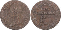 France 5 Centimes Monnaie, Dupré, Strasbourg, Cuivre, Gadoury:126 -