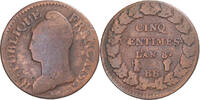 France 5 Centimes Monnaie, Dupré, Strasbourg, Cuivre, Gadoury:126a -