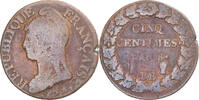 France 5 Centimes Monnaie, Dupré, Strasbourg, Cuivre, Gadoury:126a -