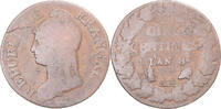 France 5 Centimes Monnaie, Dupré, Metz, Cuivre, Gadoury:126a -