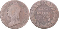 France 5 Centimes Monnaie, Dupré, Metz, Cuivre, Gadoury:126a -
