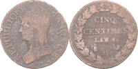 France 5 Centimes Monnaie, Dupré, Cuivre, Gadoury:126a -