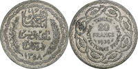 Tunisie 20 Francs Ahmad Pasha Bey, Paris, Argent, Lecompte:371 -