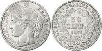 France 50 Centimes Monnaie, Cérès, Paris, Argent, Gadoury:419 -