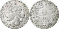 France 50 Centimes Cérès, Paris, Argent, KM:834.1 -