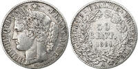 France 50 Centimes Cérès, Paris, Argent, Gadoury:419a, KM:834.1 -