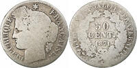 France 50 Centimes Cérès, Bordeaux, Argent, Gadoury:419, KM:834.2 -
