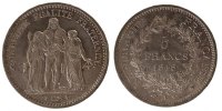 France 5 Francs Monnaie, Hercule, Paris, Argent, Gadoury:683 -