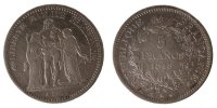 France 5 Francs Monnaie, Hercule, Bordeaux, Argent, Gadoury:683 -