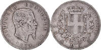 Italie 5 Lire Monnaie, Vittorio Emanuele II, Milan, Argent, KM:8.3 -