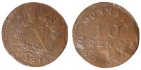 Régions françaises 10 Centimes Monnaie, FRENCH STATES, ANTWERP, Anvers, Bronze -