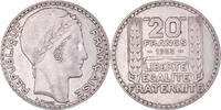 France 20 Francs Monnaie, Turin, Paris, Rameaux courts, Argent -