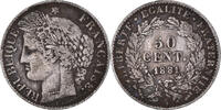 France 50 Centimes Monnaie, Cérès, Paris, Argent, KM:834.1 -