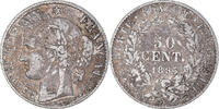 France 50 Centimes Monnaie, Cérès, Paris, Argent, KM:834.1 -